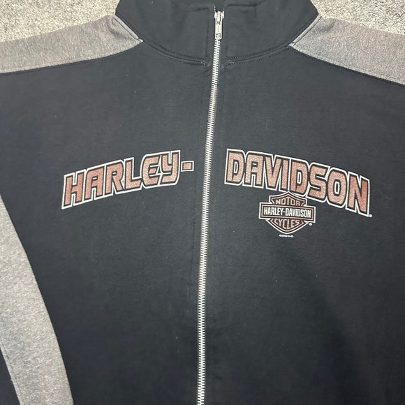 Harley Davidson Zip Up Sweatshirt Mens Large Black 2008 Motosports GP Quebec - Picture 7 of 13